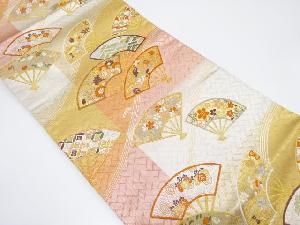 扇散らしに宝尽くし模様織り出し袋帯